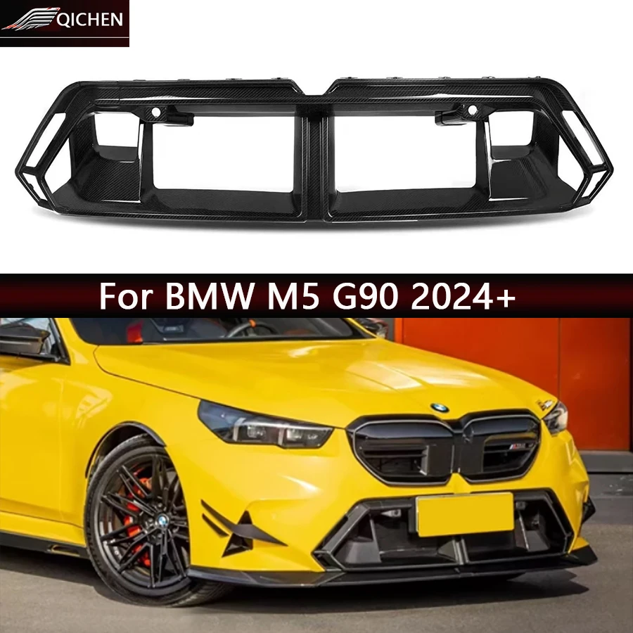 

For BMW M5 G90 Dry Carbon Fiber Racing Grills Front Bumper Air Vent Cover Trim Foglamp Mesh Grill Frame Car Accessories Body Kit