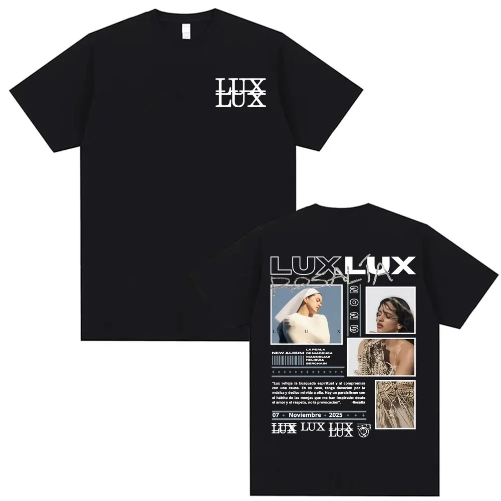 

Singer Rosalia 2025 Album LUX Logo Cover T Shirts Men Women Fashion Aesthetic Oversized T-shirt Casual O-Neck 100% Cotton Tshirt