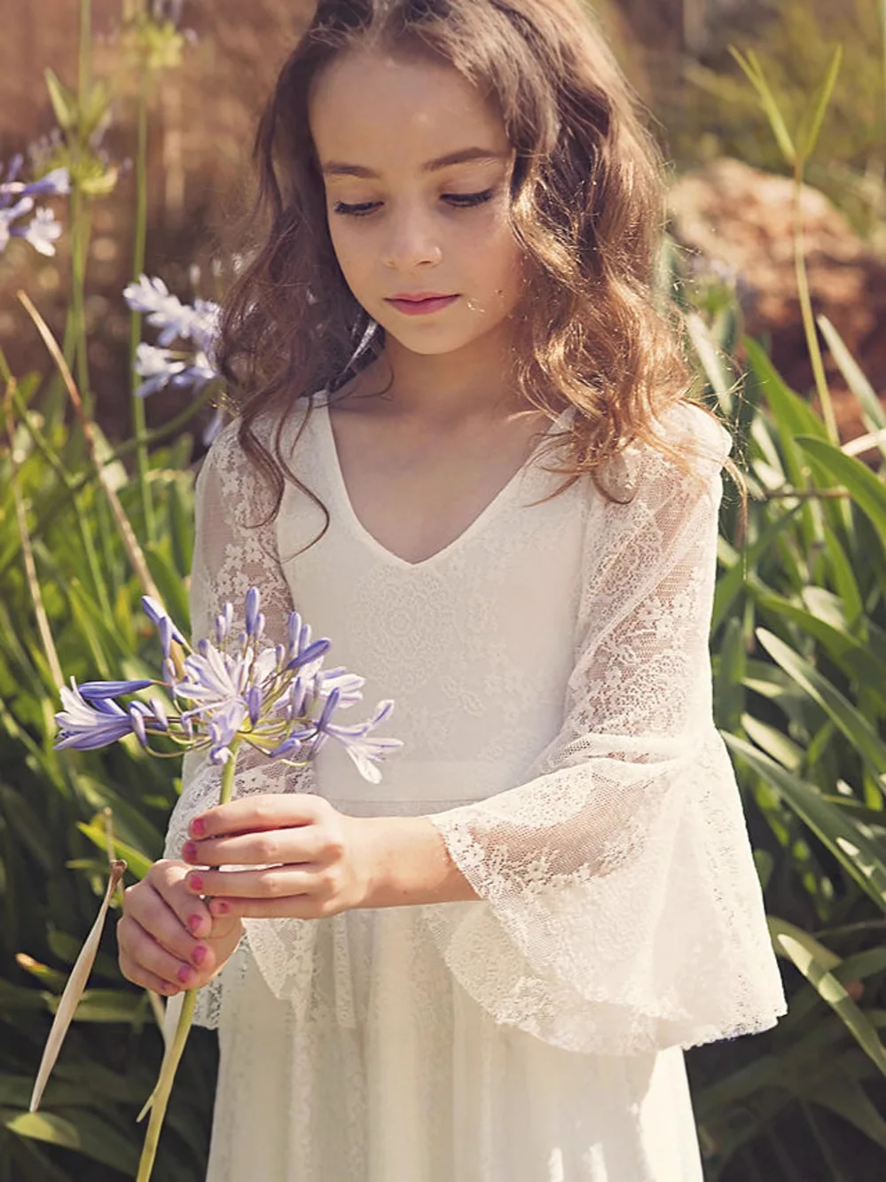 Ivory Flower Girl Dress Lace Long SNeck Gown Wedding Gown First Christmas Party Luxury Evening Dress For Girlsفساتين اط