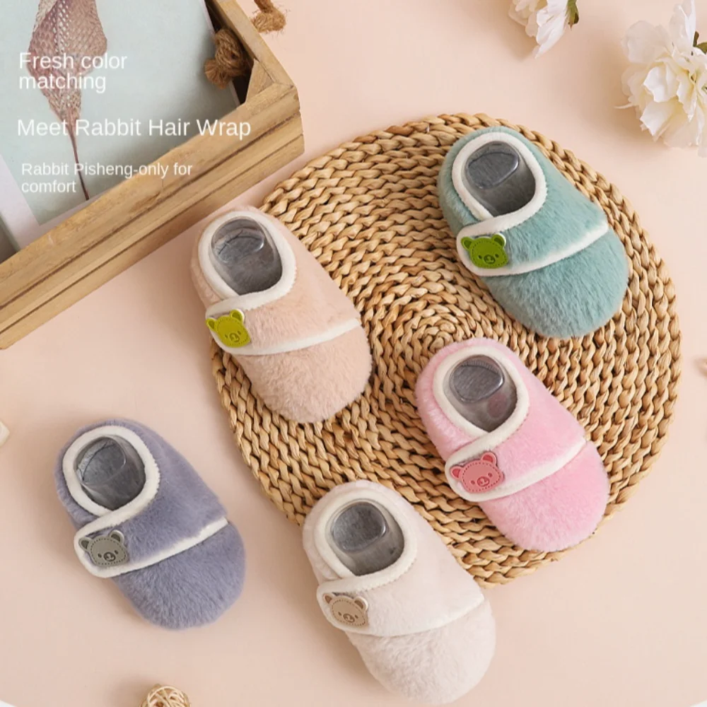 Leuke zachte zool baby pluche vloerschoenen beer aanraaksluiting antislip wandelschoenen warme comfortabele kinderen eerste wandelaars baby