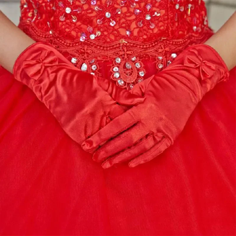 قفازات الزفاف قصيرة كاملة الأصابع العروس القيادة قفاز واقية من الشمس قفازات فستان الصيف الإناث