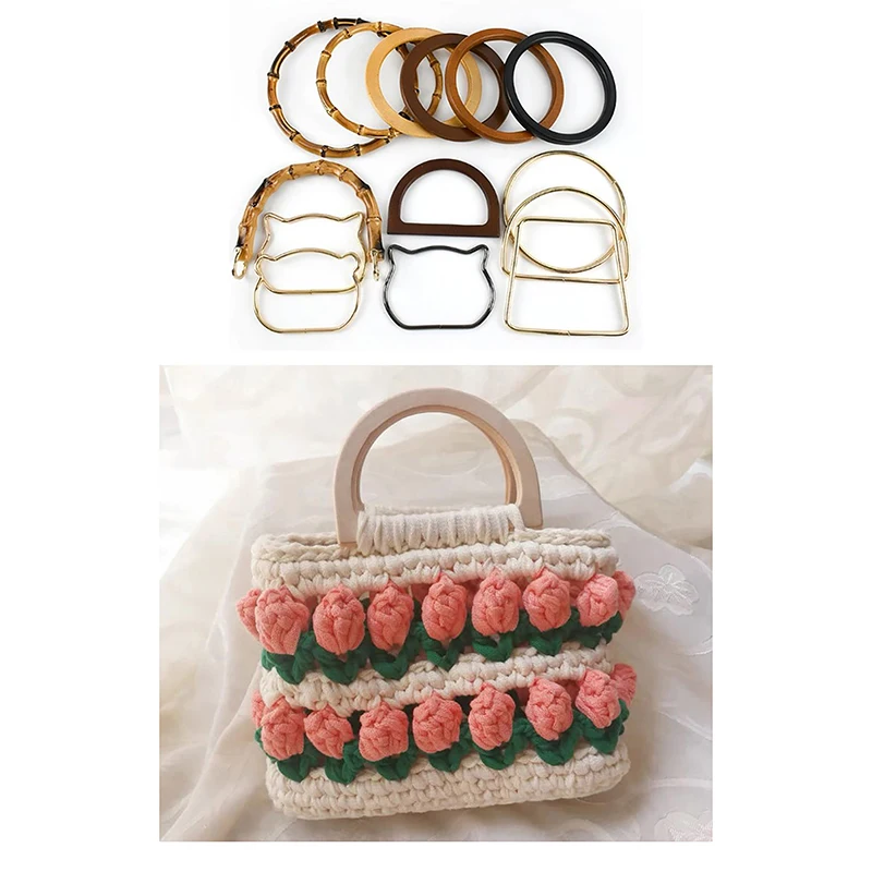 1Pair Round D-shaped Bag Handle Metal Ring Handbag Handles Replacement DIY Purse Luggage Handcrafted Accessories