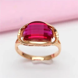 585 purple gold brand new 14K rose gold curved faceted ruby ring ladies adjustable high-end palace style wedding luxury jewelry