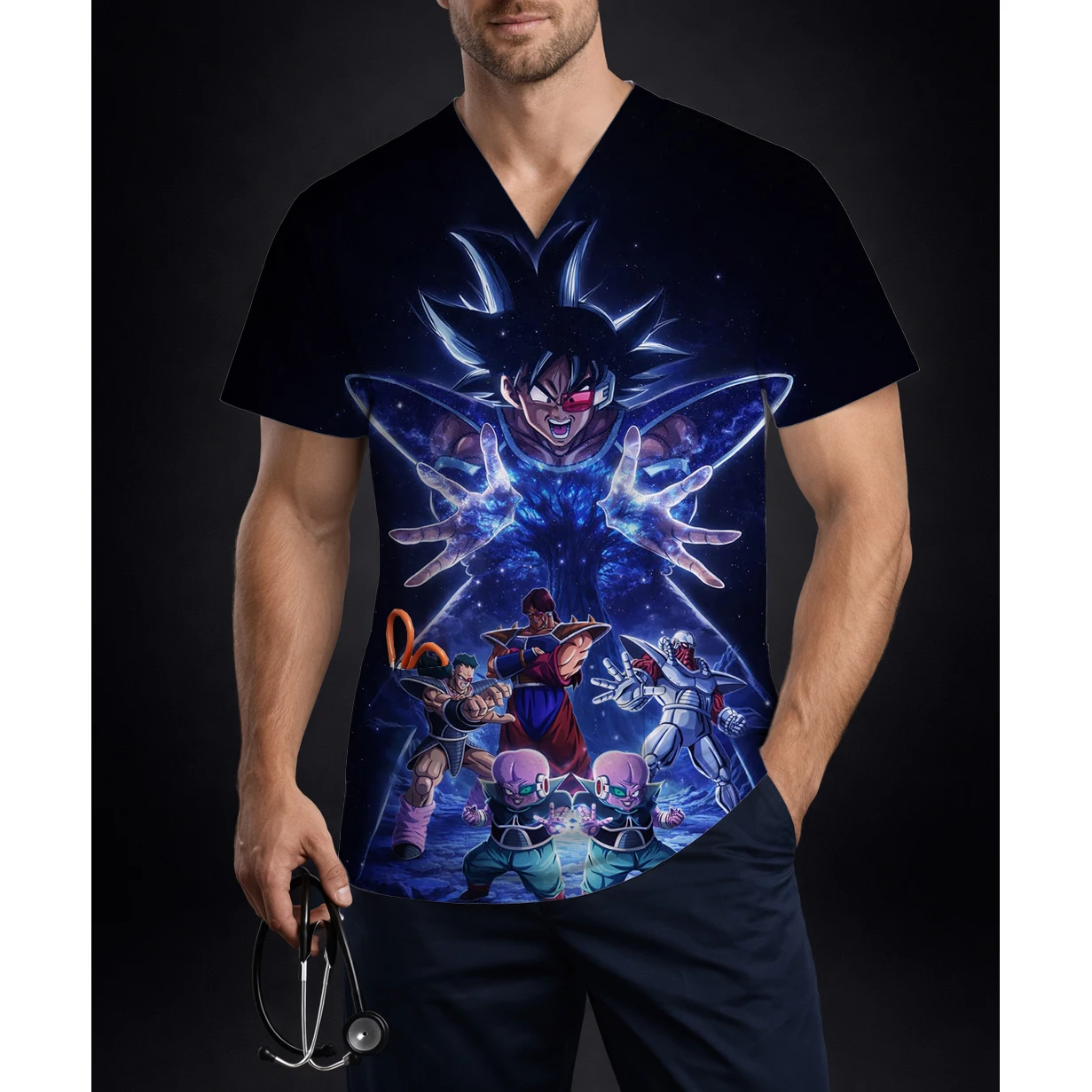 Anime Cosplay Nurse - Men's Dragon Ball Anime Scrub Top