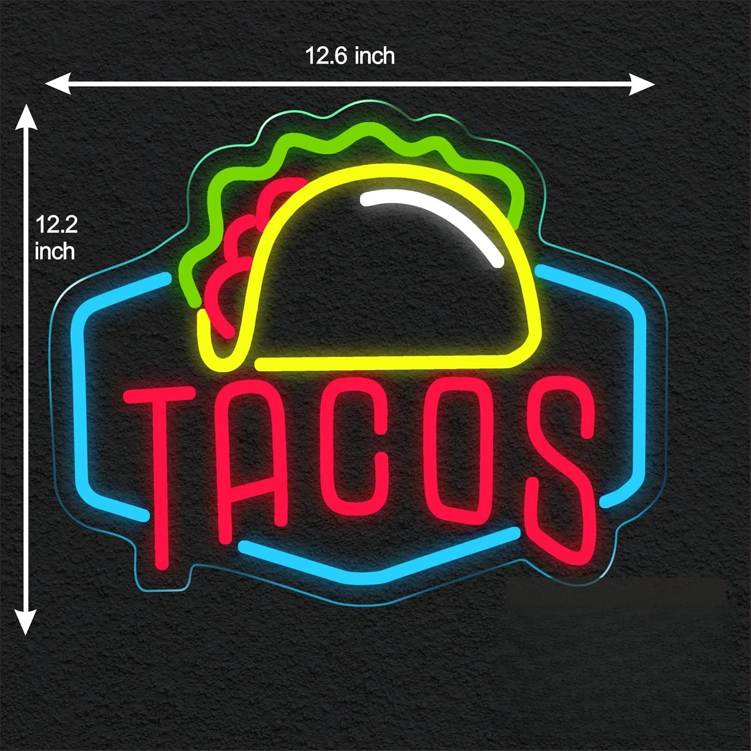 Tacos Neon Sign Wall Decor Taco Open LED Light Mexican Restaurant Pizzeria Kitchen Restaurant Party Pub Shop Gift Pizza Mexico