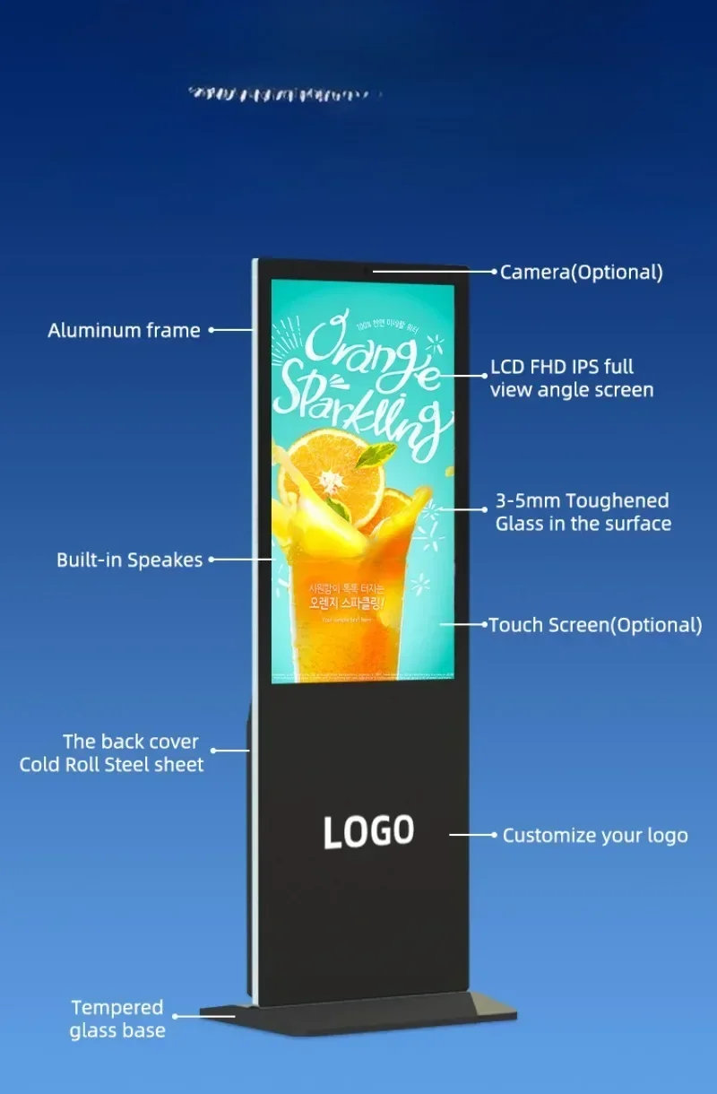 

factory direct sales Floor Standing 43 49 55 65 inch Android Video LCD Advertising Display Touch Screen Kiosk Digital Signage