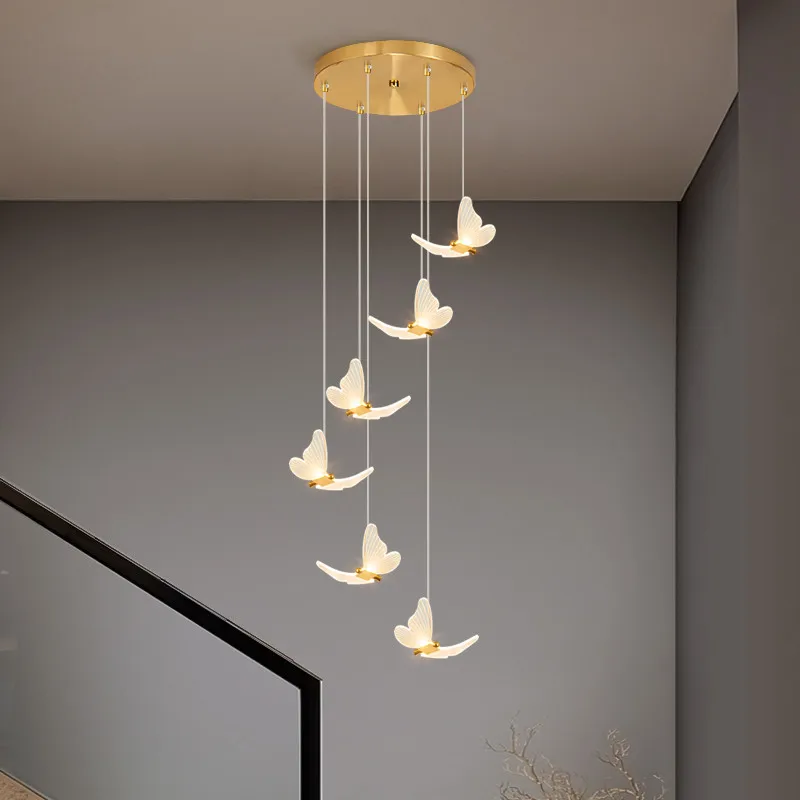 Butterfly led chandelier staircase interior lighting Deluxe Nordic lamp kitchen modern bedroom golden art living room Chandelier