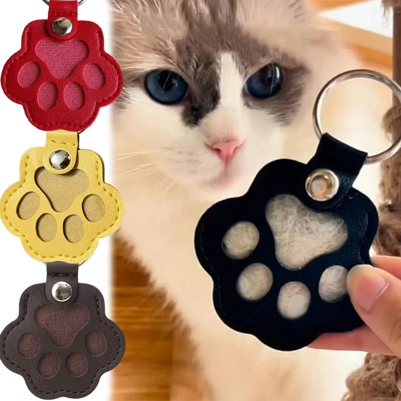 10pcs Cute Memorial Dog Cat Hair Storage Key Chain Container Cat Paw Shaped Keyring Portable Handmade DIY  Keychains Accessories