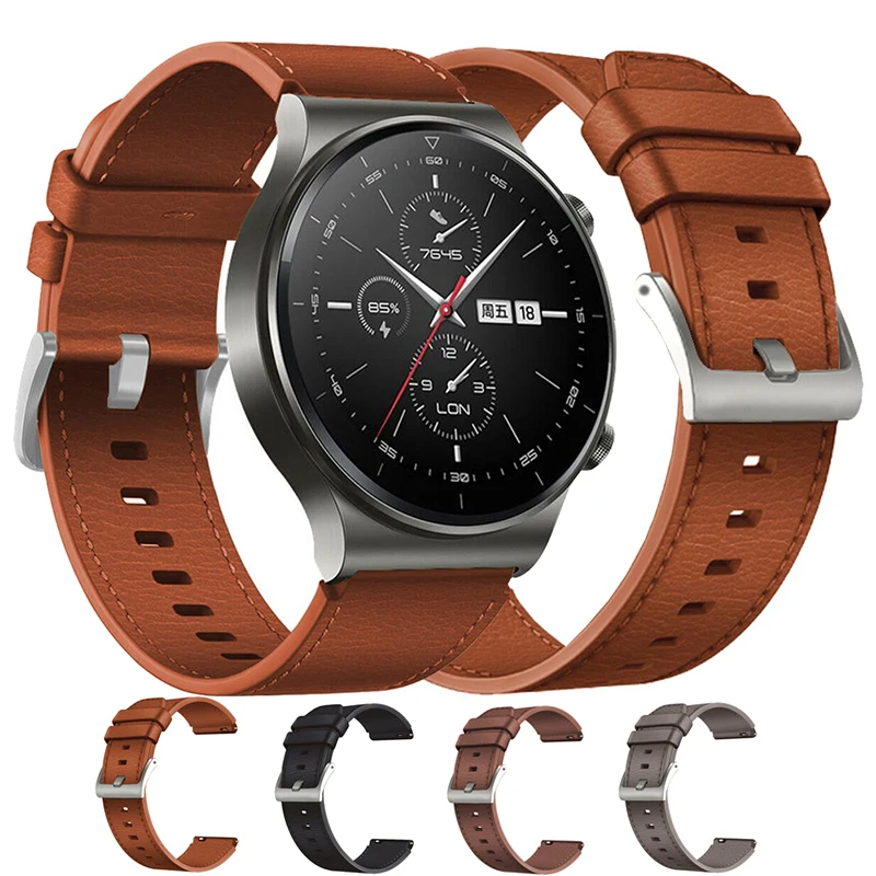 22mm Leather Strap for Huawei Watch GT2 GT3 Pro 46MM Strap Wristband for HUAWEI WATCH GT 3 Pro 46mm GT Runner Smart Watch Band