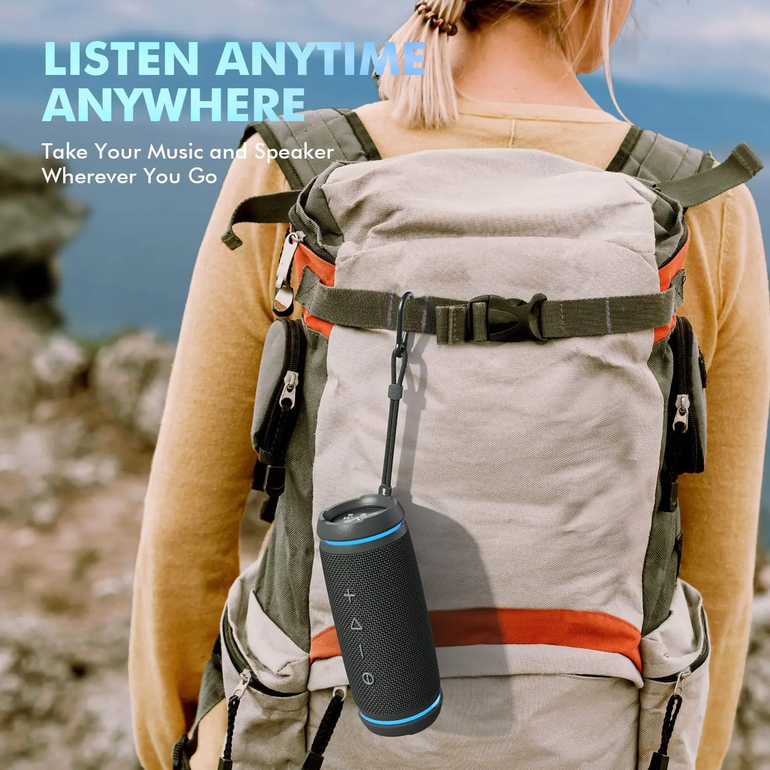 W-KING BT226 مكبر صوت بلوتوث محمول بصوت عالٍ، 36 وات جهير إضافي، 360 درجة °   صوت محيطي هاي فاي، وقت تشغيل 24 ساعة، BT5.4، IPX6 مقاوم للماء