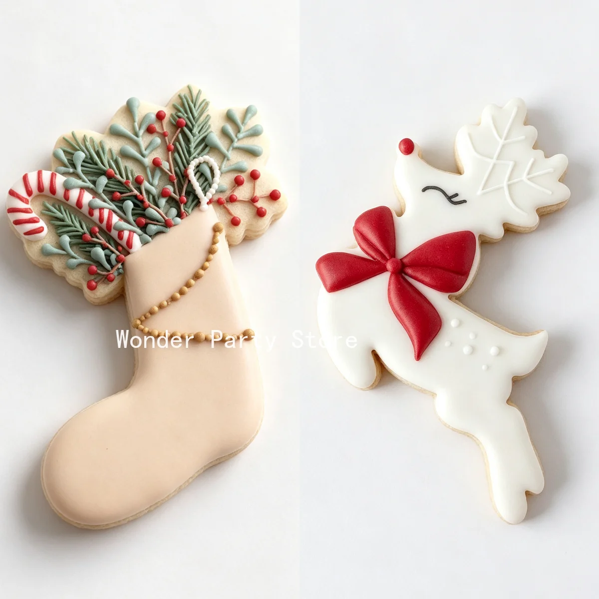 Christmas Socks Elk Cookie Cutter Merry Christmas Deer Embossing Stamp Biscuit Mold for Happy New Year Xmas Party Baking Tools
