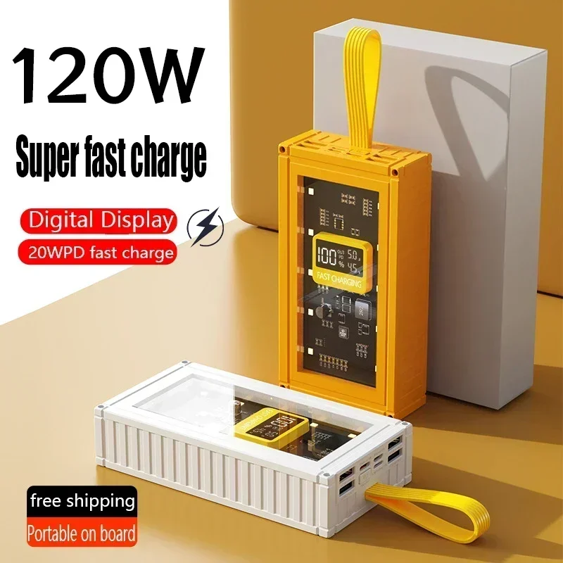 Hot 120WPower Bank 80000mAh Container Super Fast Charging Portable Powerbank for Huawei IPhone14 Xiaomi External Battery Charger