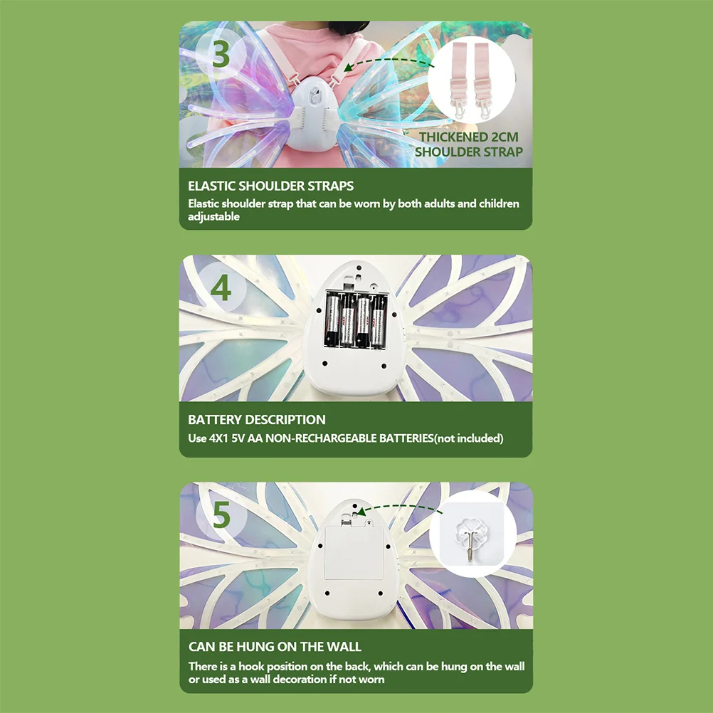 Electric Fairy Wings with LED Lights Party Supplies Kids Butterfly Cape Will Move Stage Props Cape Moving Cosplay Luminous Child