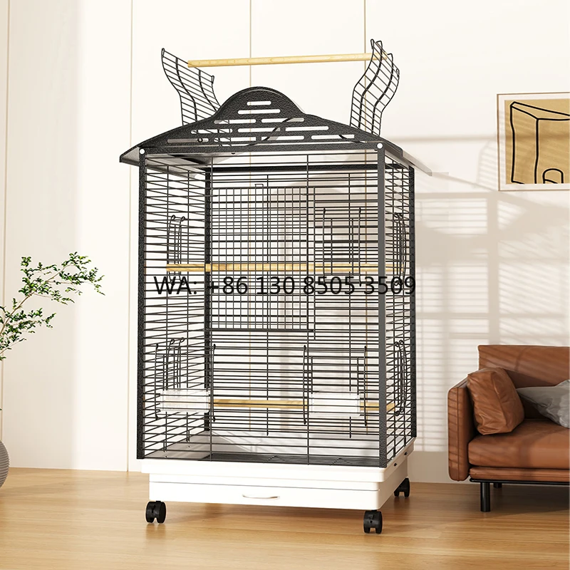 

Hot Selling Luxury Solid Metal Bird Cage Durable Iron Parrot Canary Cage Decorative Ornamental Pet House Furniture