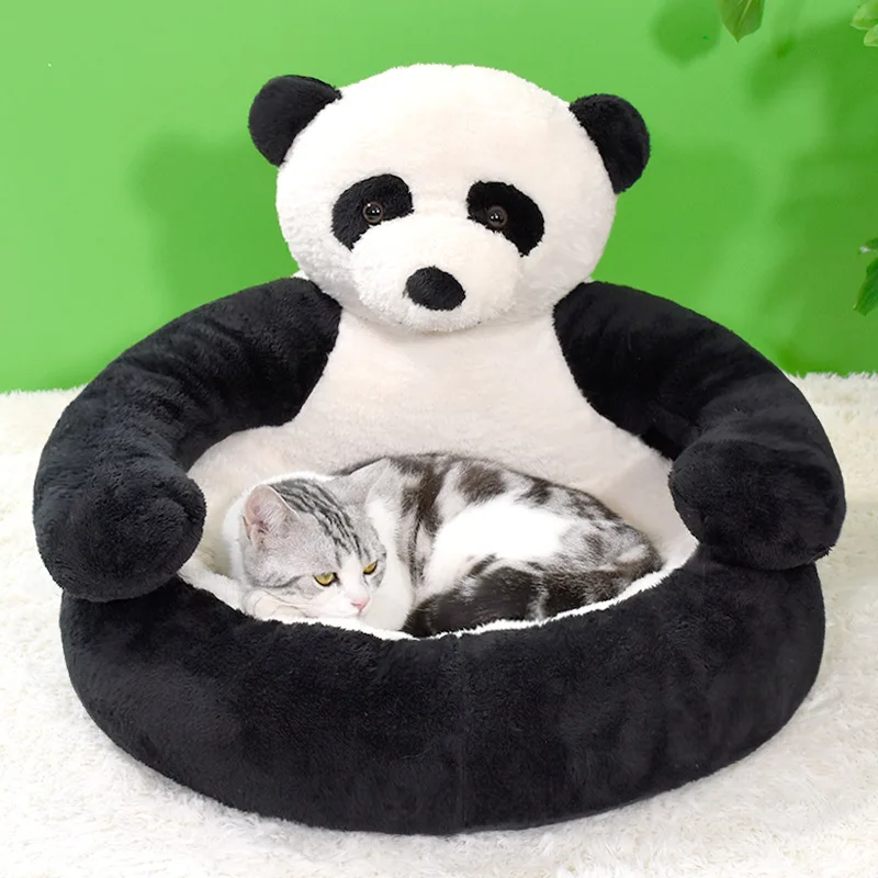 Plush Dog House Bed Winter Warm Bear Hug Semi Enclosed Cat\'s Nest Detachable And Washable Mat Small Dog Bed Sofa Pet Supplies