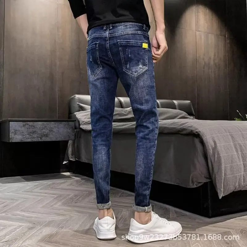 Clothes 2000s Men's Jeans 2026 Spring New Slim Fit Small Feet Casual Spring Autumn Long Pants Men's Summer Thin Luxury Jeans