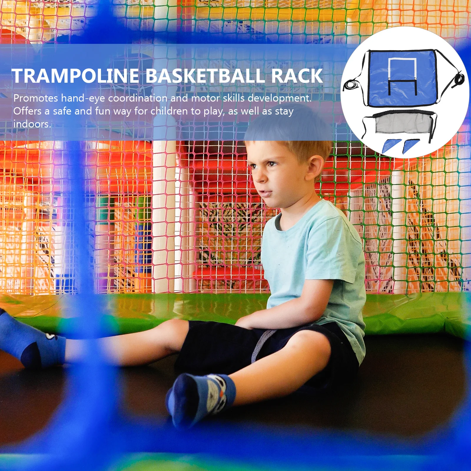 Indoor Basketball Frame Trampoline Basketball Hoop Attachment Easy Setup Safe Fun Exercise Skill Development Hand Eye