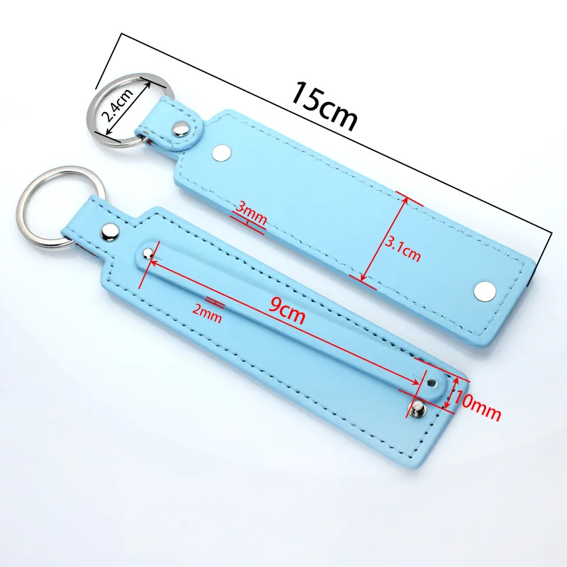 1PC PU leather Keychain with 10mm small belt key ring Fit For 10mm slide charm letters women men Fashion Jewelry gifts