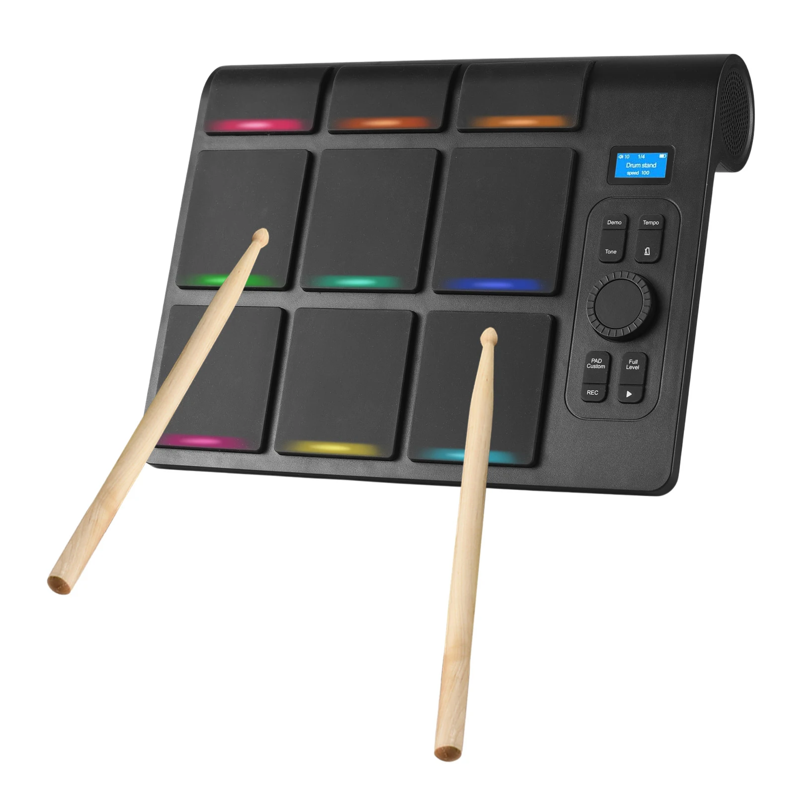 G101 Electronic Drum Portable Drum Set 9 Drum Pads with Drumstick Foot Pedal MIDI/Colored Light Function Adjustable Sensitivity