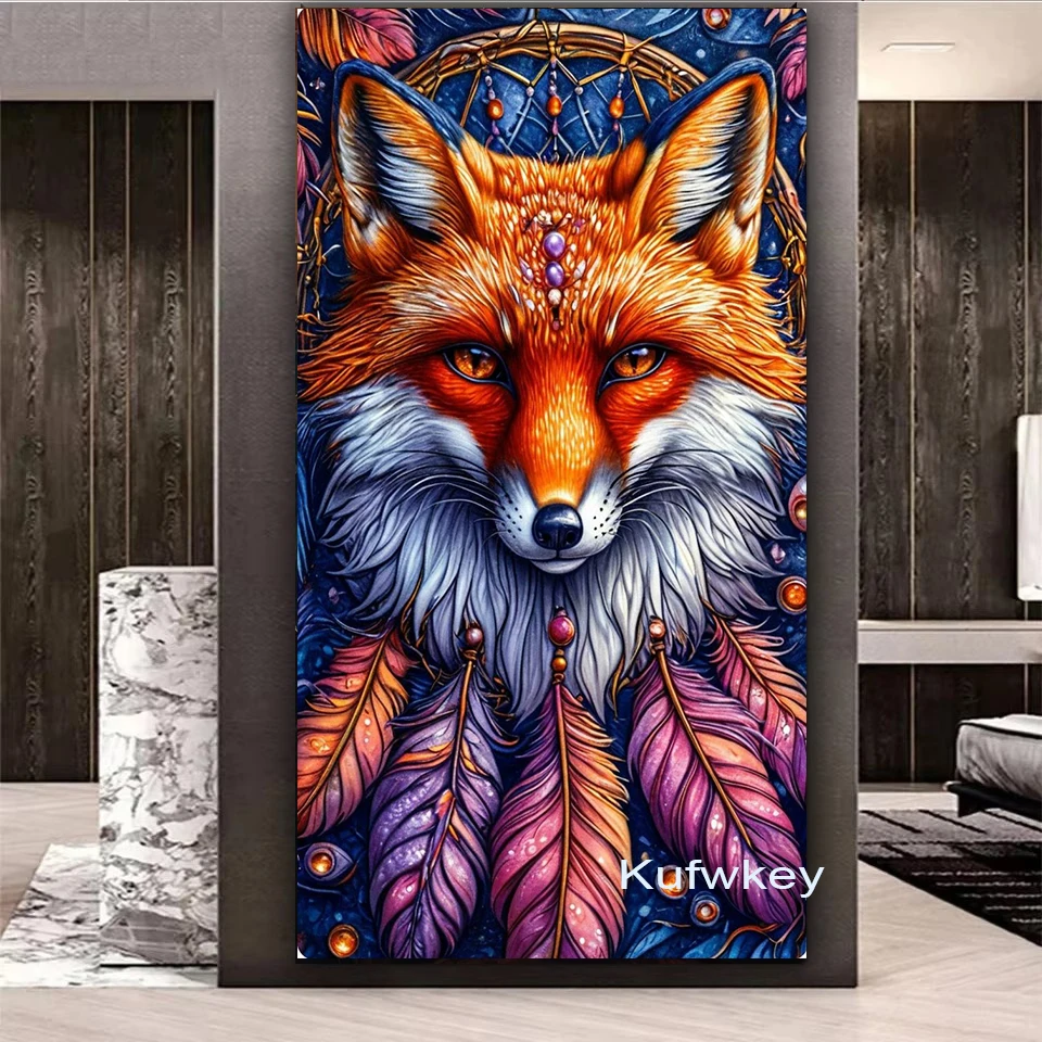 New Dream Chaser Feathered Fox Diy Diamond Painting New 2025 Full Square Round Diamond Embroidery Picture Mosaic For Home Decor