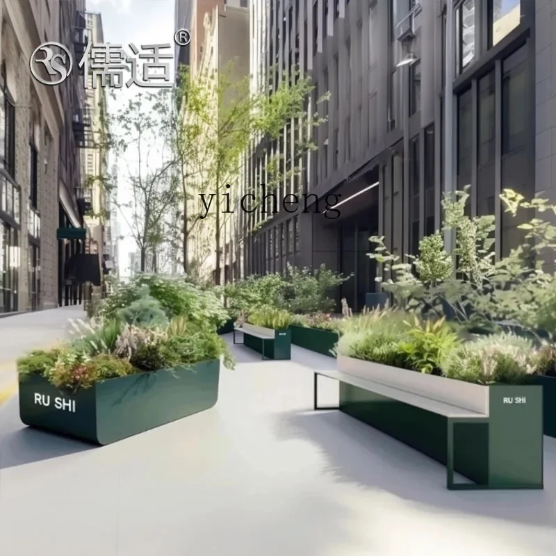 B2 outdoor flower box seat combination commercial street special-shaped outer pendulum flower groove partition courtyard flower
