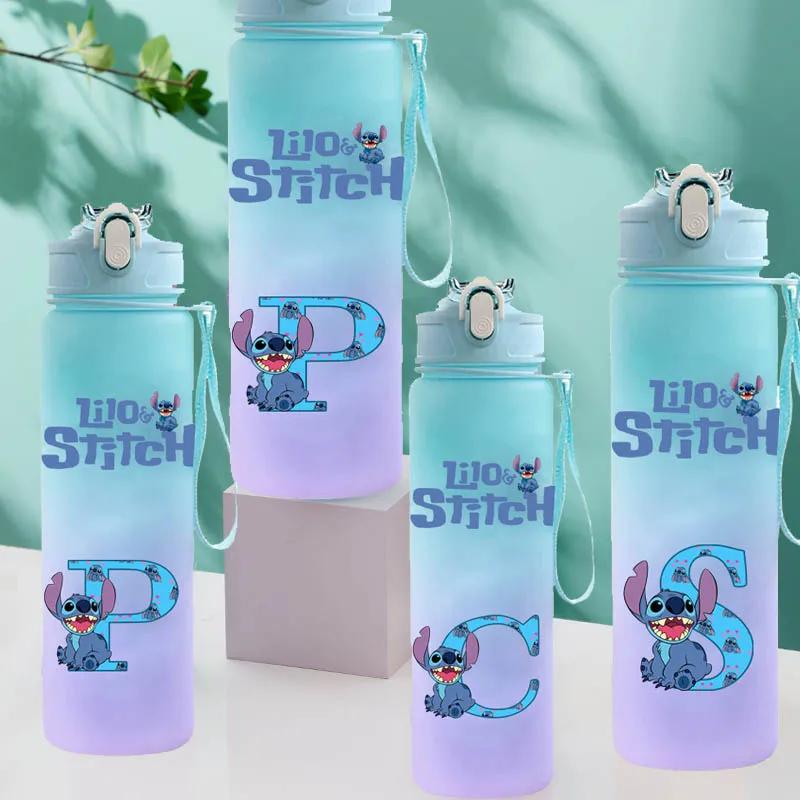 

Kawaii Lilo & Stitch Water Bottle 26 English Letters Water Cup Large Capacity Resistant and Portable Cup Cute Stitch Sport Cup