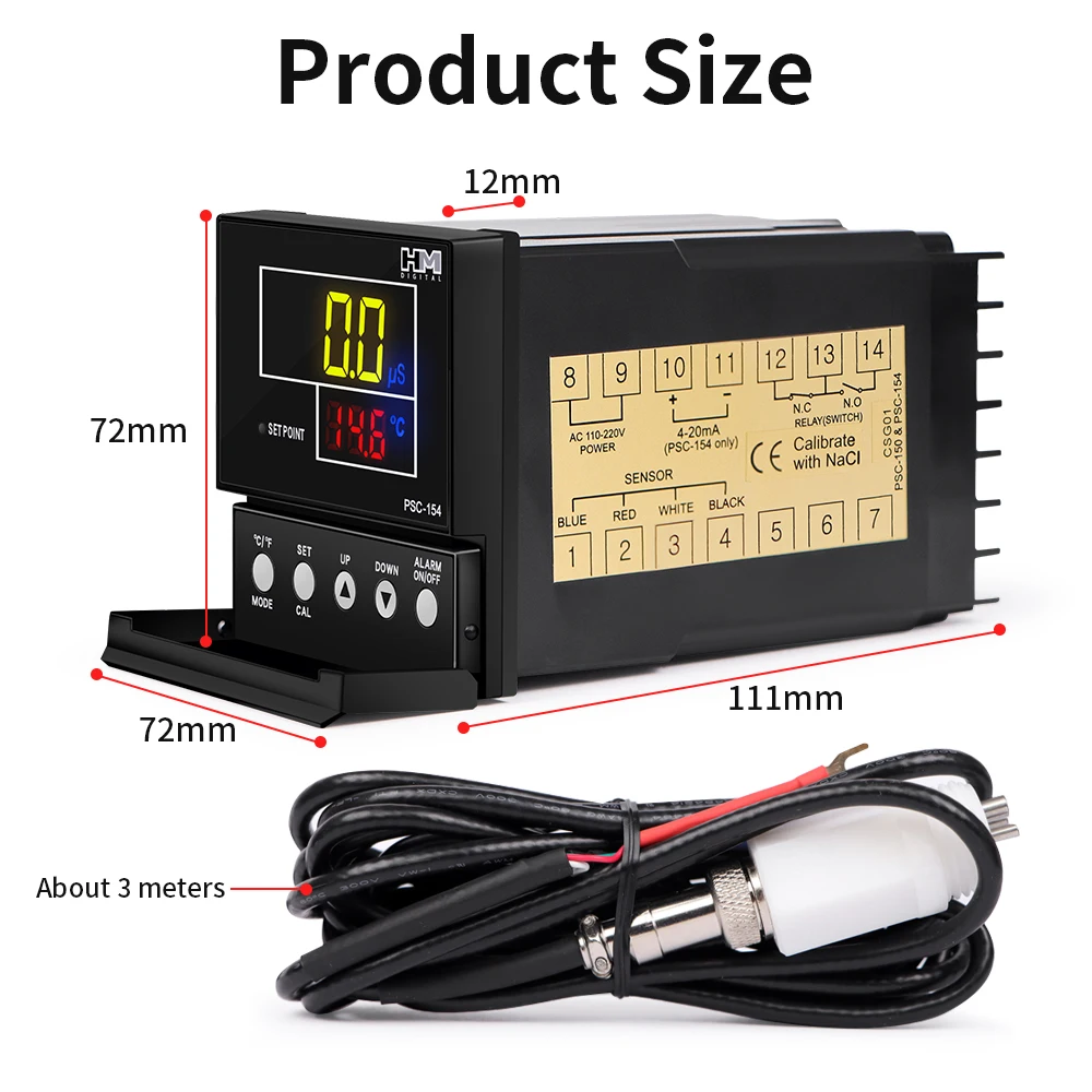 PSC-150 kontroler monitora TDS & EC 9999 PPM Online cyfrowy miernik przewodności elektrycznej przemysłowy sterownik uzdatniania wody