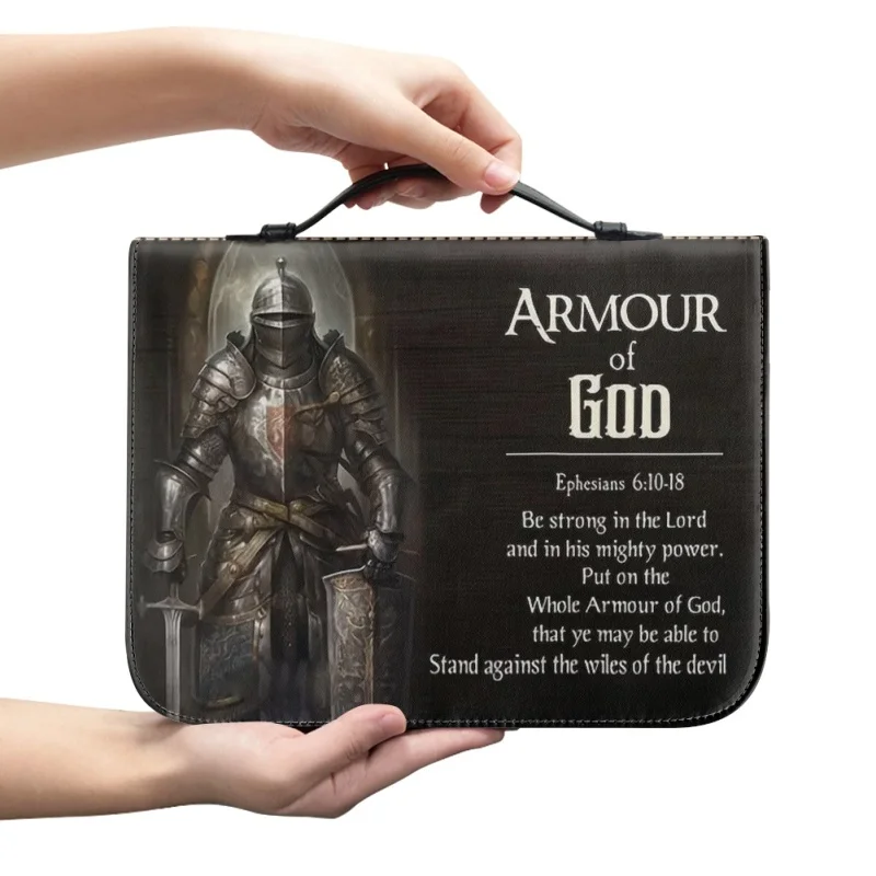 Sac à Main en Cuir Imprimé avec Armure Complète de Dieu pour Homme et Femme, Cadeau de Noël, Bible, Design Croisé