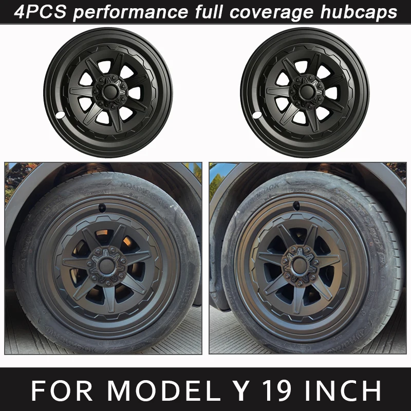 4PCS Hub Cap Performance Replacement for Tesla Model Y Wheel Cap 19-Inch Automobile Hubcap Full Rim Cover Accessories 2019-2024