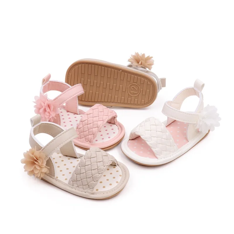 Tregren Infant Baby Girl Summer Casual Sandals Anti-slip Soft Sole Flower Decor Shoes for Outdoor Indoor, Casual Daily, Party