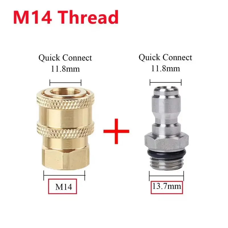 High Pressure Washer Connector 1/4 Inch Quick Connect & Disconnect Socket With M14 Thread Male & Female Adaptor