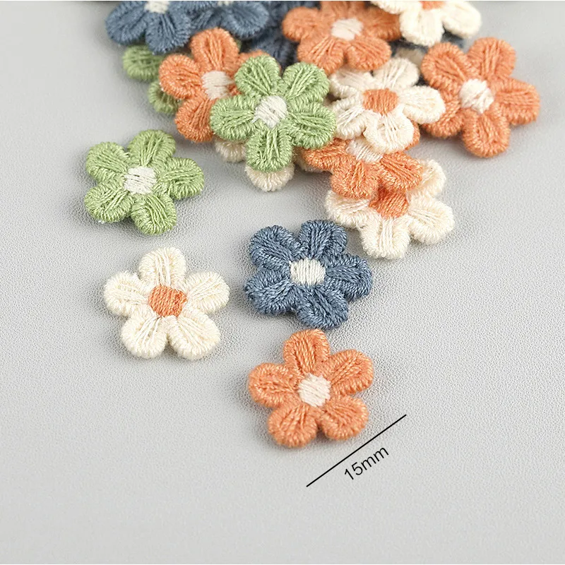 100pcs Embroidered Small Flowers Appliques DIY Wedding Party Decor Hairpin Jewelry Clothing Accessories Material Patches Arts