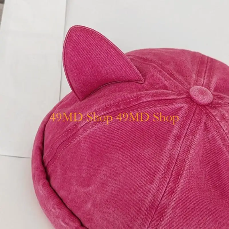 

49MD уличная шапка-бини с милым кошачьим декором, солнцезащитная шапка-бини для горячих девушек Y2K