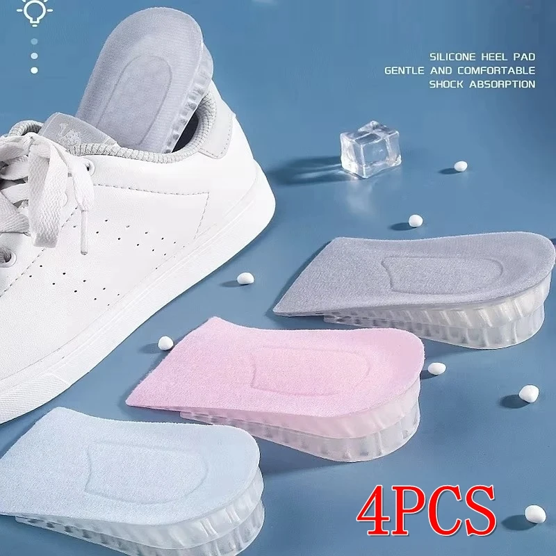 4Pcs Silikon Höhe Erhöhen Einlegesohlen Unsichtbare Komfort Halbe Pads Männer Frauen Gel Schock-absorbieren Schuhe Einlegesohle Wachsenden Schuh sohle