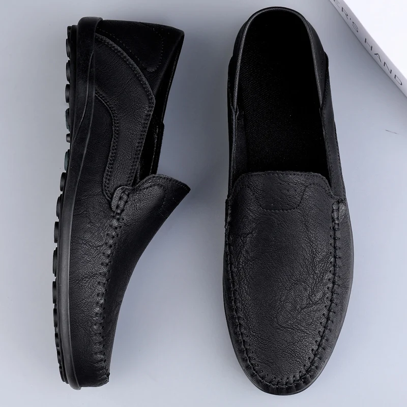 Men\'s casual leather shoes four seasons plus size anti slip business leather shoes fashion versatile tide party driving shoes