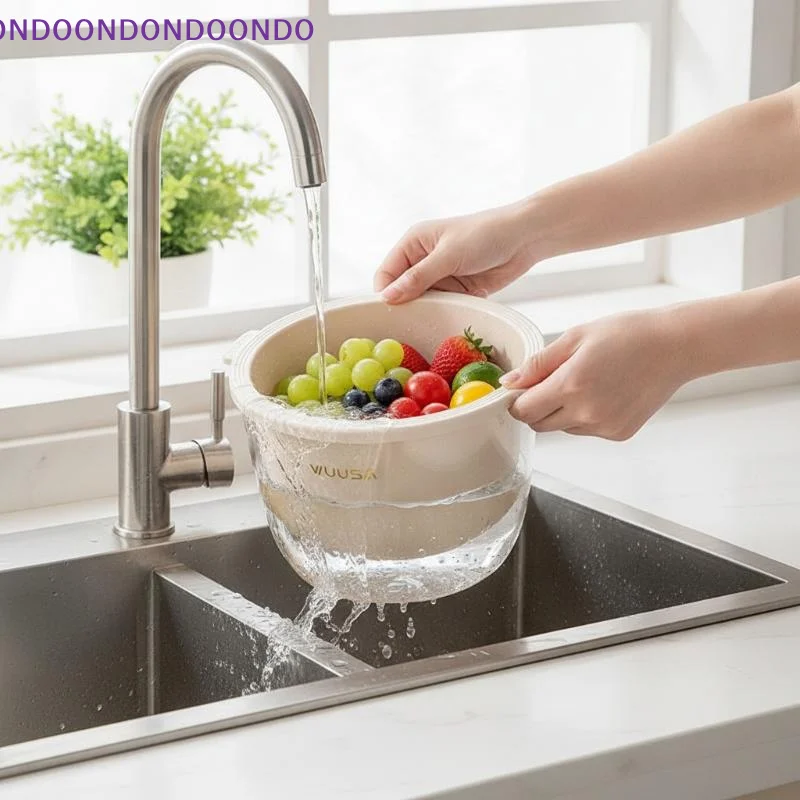 Thickened BPA Free Fruit Drain Basket Double Layer Detachable Vegetable Washing Colander for Camping Meal Preparation