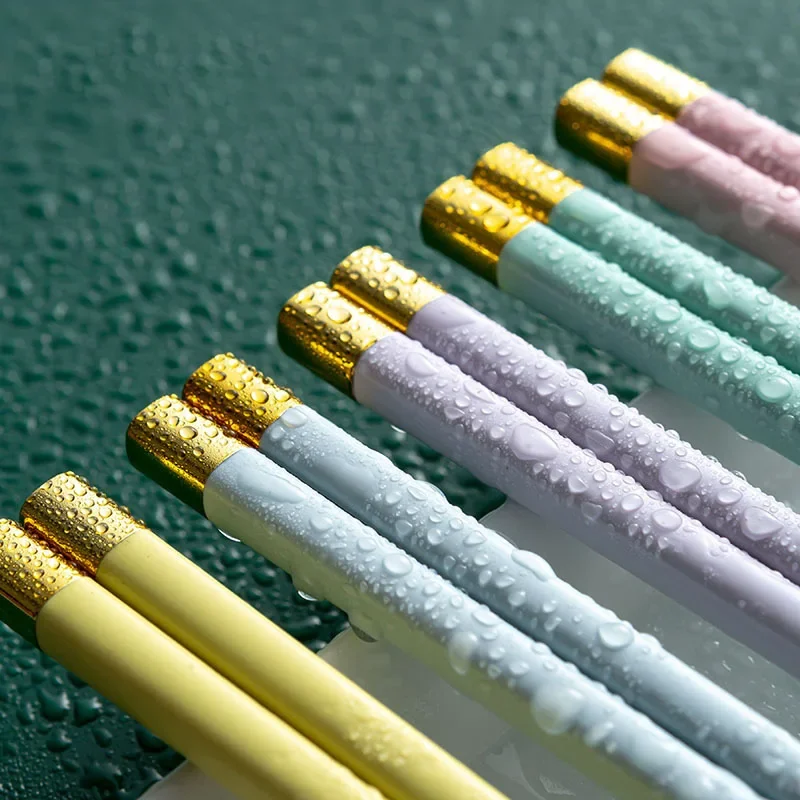 5 pairs Chinese chopsticks Macaron chopsticks Alloy chopsticks set kitchen accessories 5 color