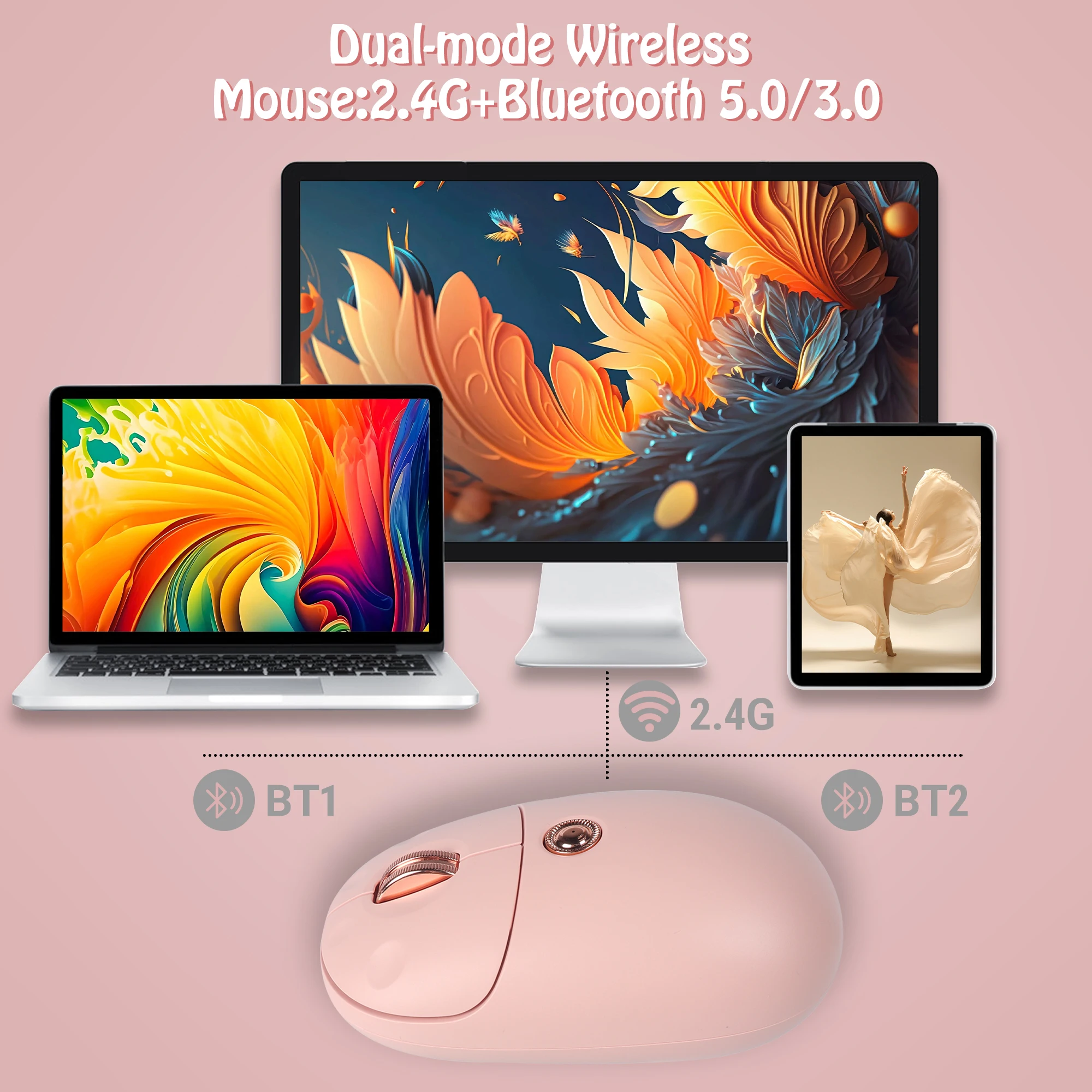 Dual Mode Wireless Cute Mouse Rechargeable Cat Claw Creative Cartoon Mause Bluetooth 2.4G Optical Mice For Computer Pad Kid Gift