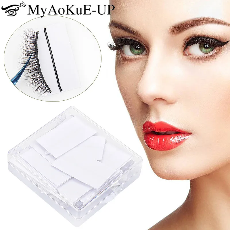 40 Pcs/Box Reusable Self-Adhesive Glue-Free Eyelash Glue Strip False Eyelashes Makeup Tools Hypoallergenic Lash Adhesive Tape