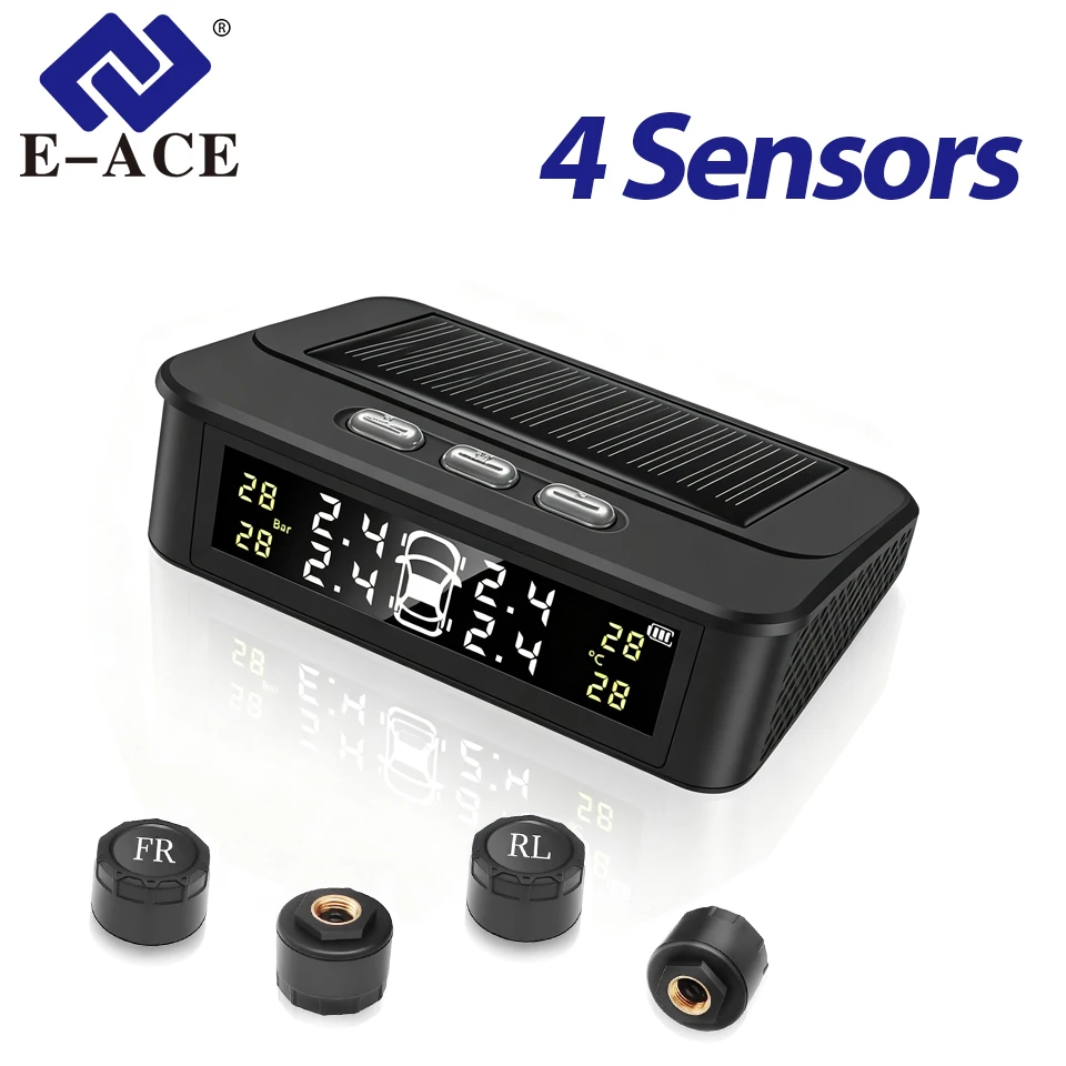Tire Pressure Monitoring System Smart Sleep Wake Up TPMS Sensor Set Of USB & Solar Dual Charging Colorful Display For RV/Trailer