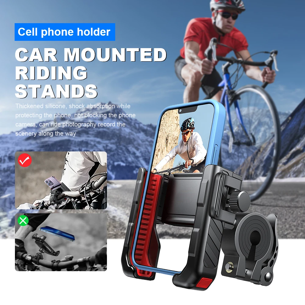 Metal Motorcycle Phone Holder Shockproof Cycling Phone Stand One-hand Operation Bicycle Phone Holder for Mobile Phone 4.7-7 Inch