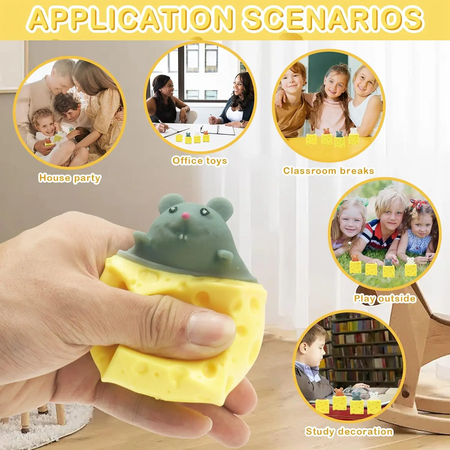 Mini Pop Up Cheese Mouse Cup Squeeze Stress Ball Sensory Toys Stress Relief Funny Cheese Squirrel Cup Fidget Toys for  Adult