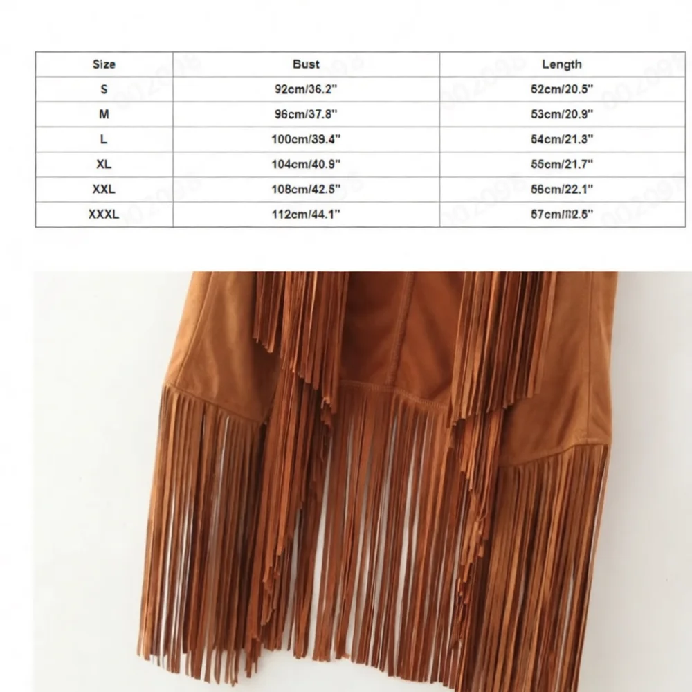 Womens Suede Fringe Vest Bohemian Soft Sleeveless Coat Open Front Cardigan Chic Streetwear Casual Layering Outerwear Tops