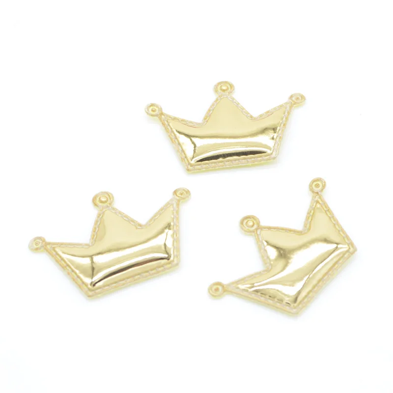 20Pcs 42*28mm Shiny PU Crown Shape Padded Felt Appliques for Decor DIY Headband Giftbox Cake Topper Hair Accessories
