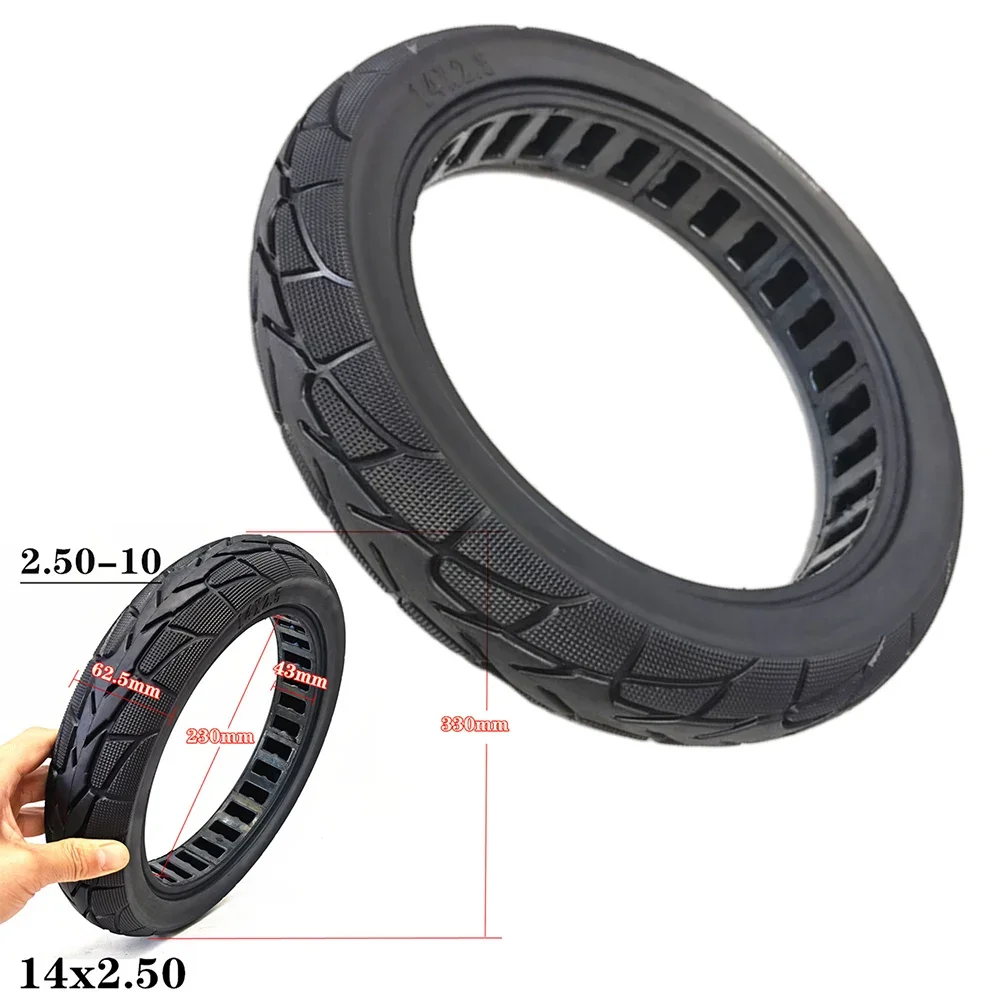 

1pc Tire 14 Inch 14x2.50 Solid Tire 2.50-10 No-Inflation Tyre For Electric Vehicle Black Rubber Electric Scooter Accessories