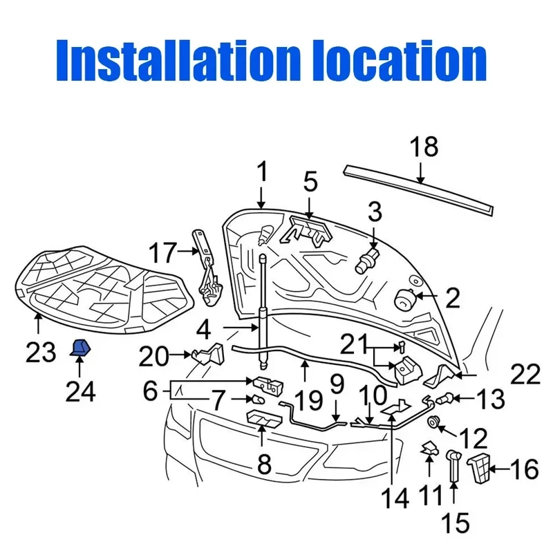 10-100Pcs Car Hood Bonnet Insulation Clip Rivet 1H5863849A01C Black New For VW Passat B3 B4 B5 1988-  2001 2002 2003 2004 2005