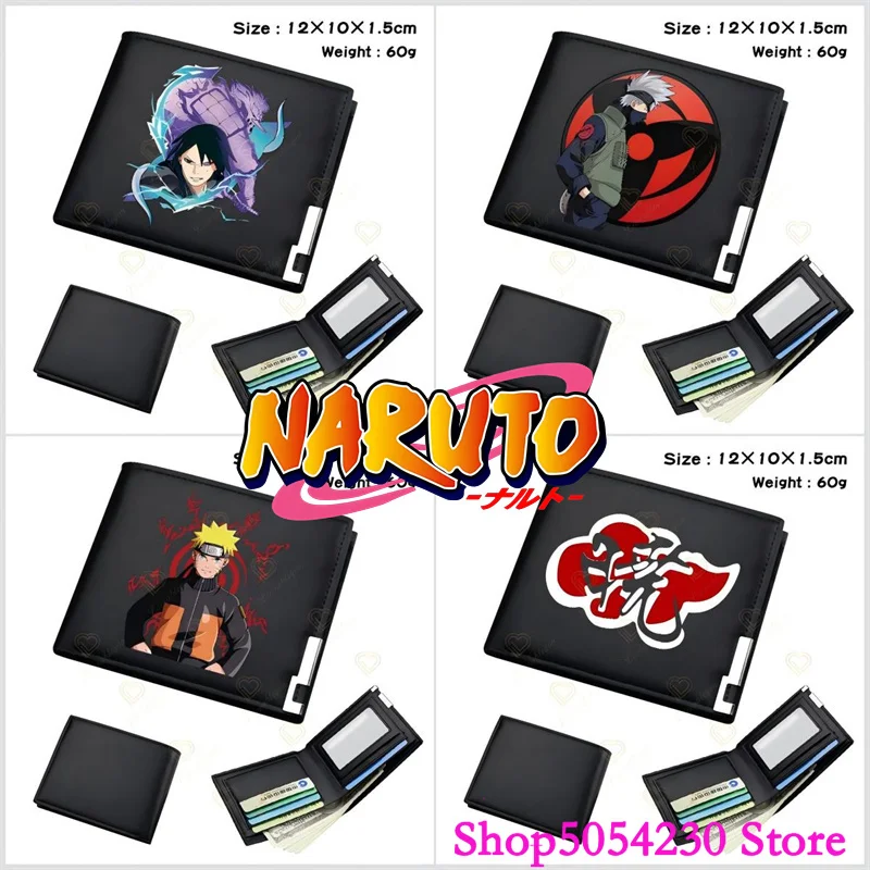 Кошелек Itachi Akatsuki для косплея, черный, короткий, из ПУ, тонкий, с зажимом для денег, отделением для монет, портативный, для путешествий на природе, для фанатов