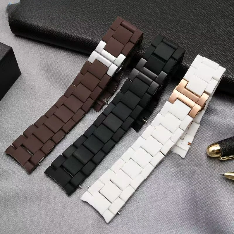 20 23mm for Armani AR5890 AR5905 AR5919 AR5920 Watchband Waterproof Bend Hole Silicone Clad Steel Watch Strap Accessories
