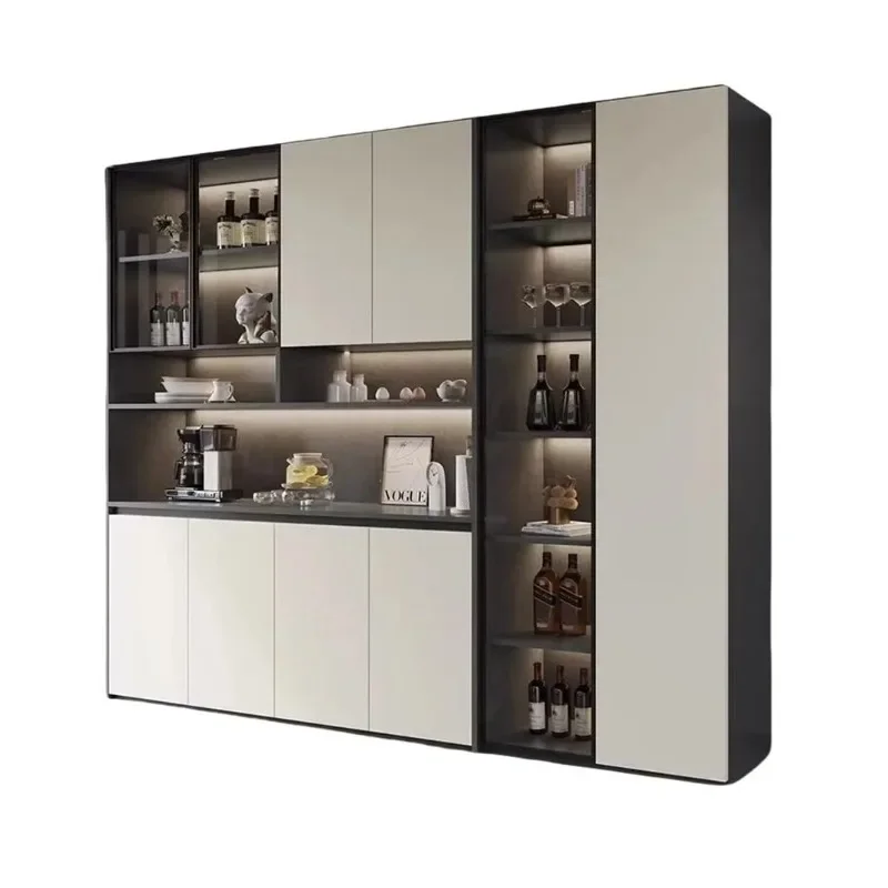 Solid wood dining side cabinet is integrated against the wall, modern and simple, dining room storage, tea, raised living room