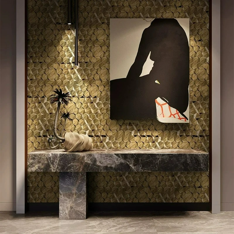 Metal Mosaic Tile Stainless Steel Background Wall Mirror Entrance Wall Decoration 3D Three-dimensional KTV Front Desk Wall Tile